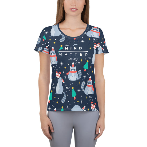 Christmas Raccoon MM- Women's Athletic T-shirt