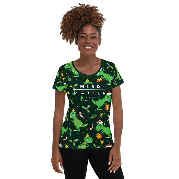 Christmas Dinosaur MM- Women's Athletic T-shirt