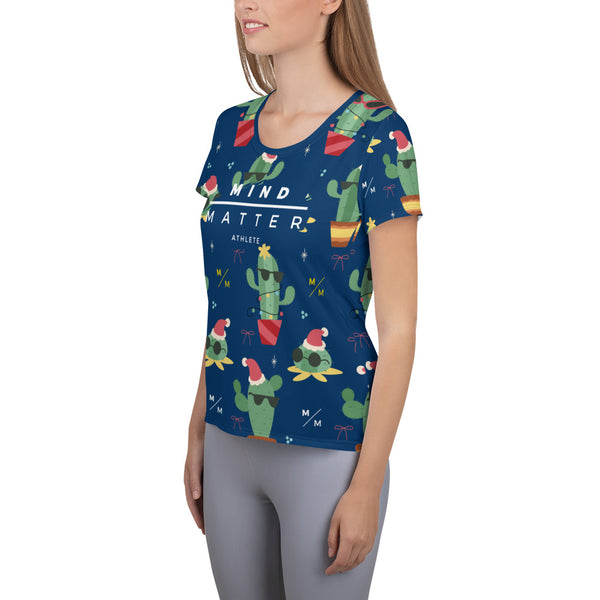Christmas Cactus MM- Women's Athletic T-shirt