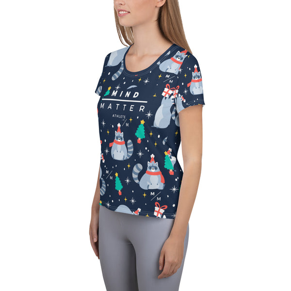 Christmas Raccoon MM- Women's Athletic T-shirt