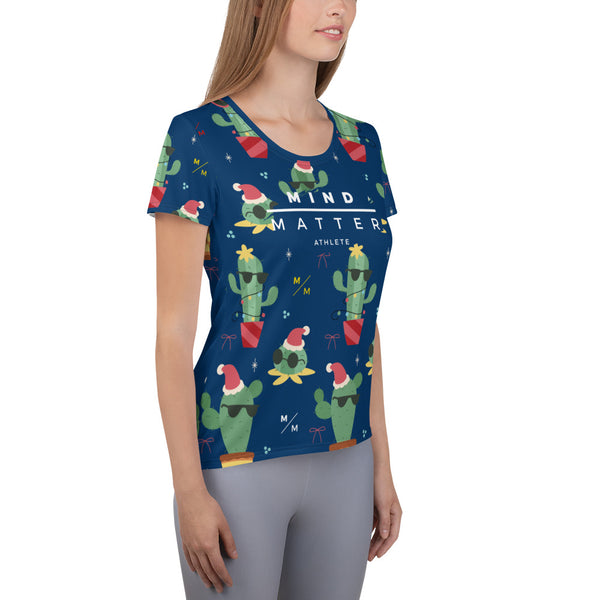 Christmas Cactus MM- Women's Athletic T-shirt