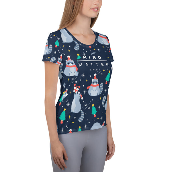 Christmas Raccoon MM- Women's Athletic T-shirt