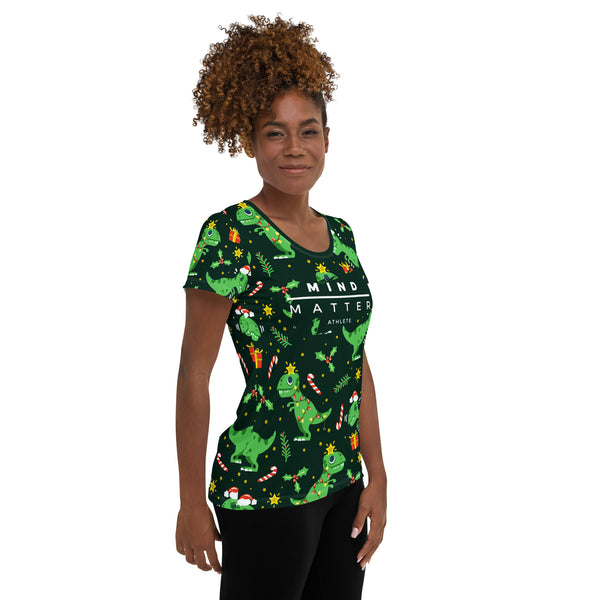 Christmas Dinosaur MM- Women's Athletic T-shirt