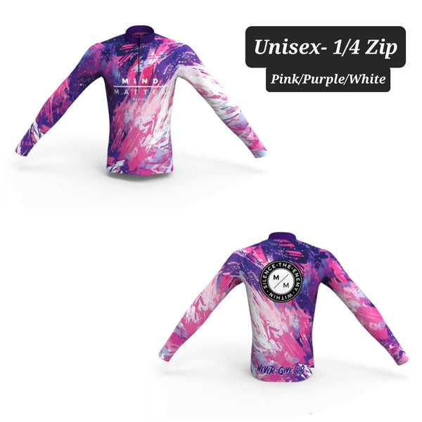 MM Racing- UNISEX Pink/Purple/White 1/4 Zip Long Sleeve