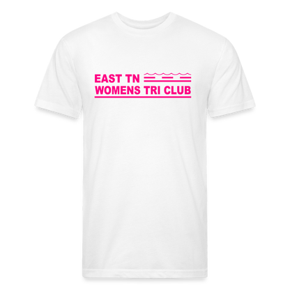 East TN Womens Tri Club Neon Pink- Unisex Fitted Cotton/Poly T-Shirt by Next Level - white