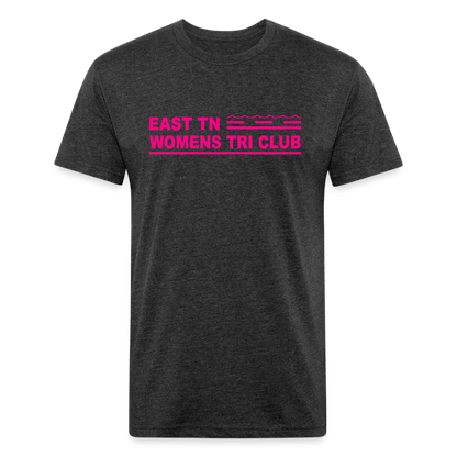 East TN Womens Tri Club Neon Pink- Unisex Fitted Cotton/Poly T-Shirt by Next Level - heather black
