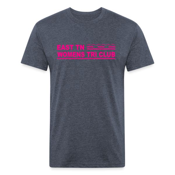 East TN Womens Tri Club Neon Pink- Unisex Fitted Cotton/Poly T-Shirt by Next Level - heather navy