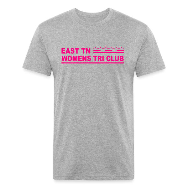 East TN Womens Tri Club Neon Pink- Unisex Fitted Cotton/Poly T-Shirt by Next Level - heather gray