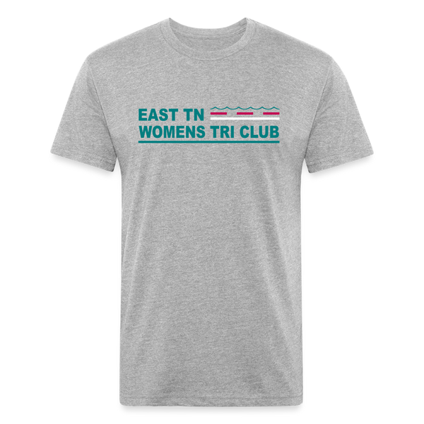 East TN Womens Tri Club Teal/Pink/White- Unisex Fitted Cotton/Poly T-Shirt by Next Level - heather gray