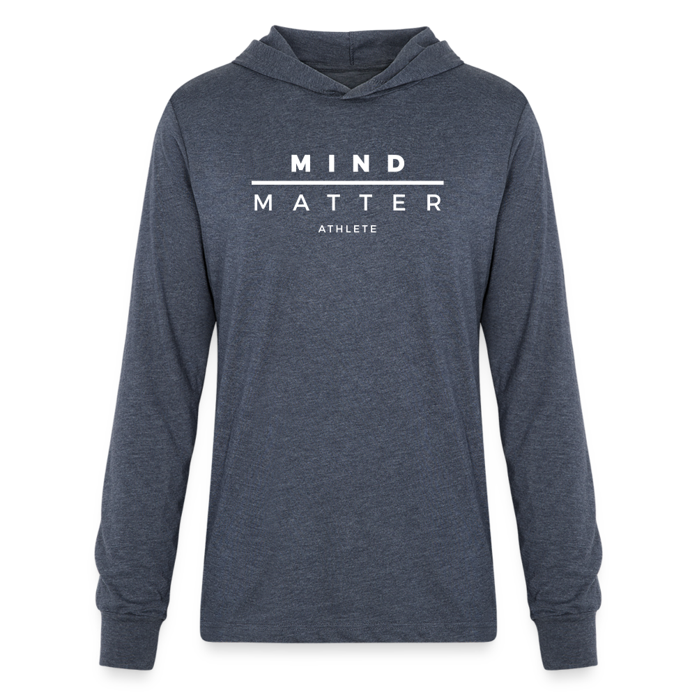 MM Athlete White- Unisex Long Sleeve Hoodie Shirt - heather navy