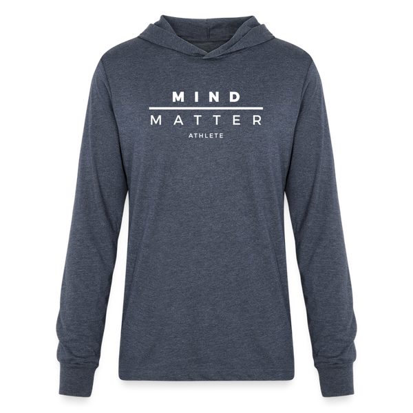 MM Athlete White- Unisex Long Sleeve Hoodie Shirt - heather navy