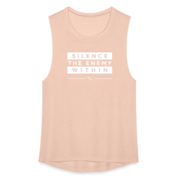 Silence the Enemy- Women's Flowy Muscle Tank - peach