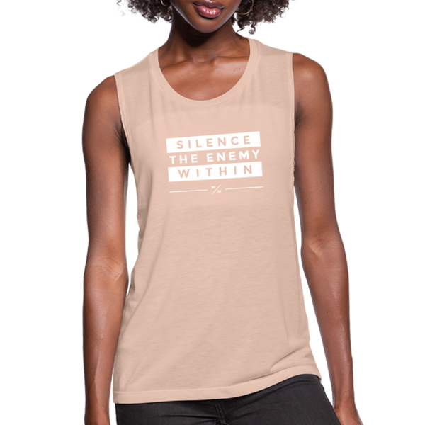 Silence the Enemy- Women's Flowy Muscle Tank - peach