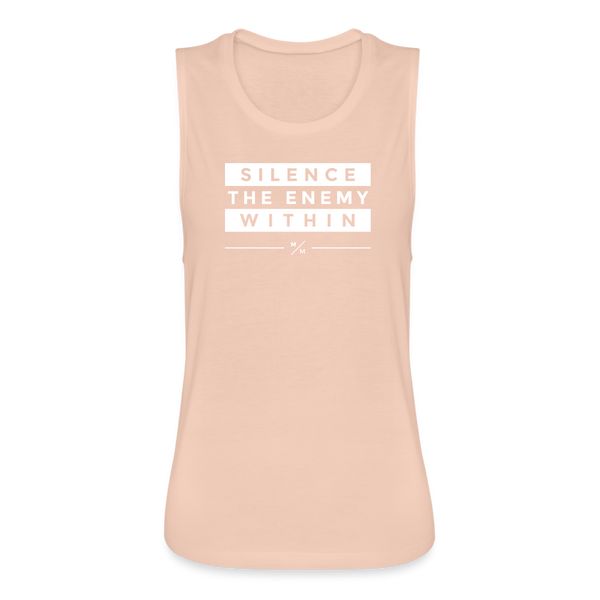 Silence the Enemy- Women's Flowy Muscle Tank - peach