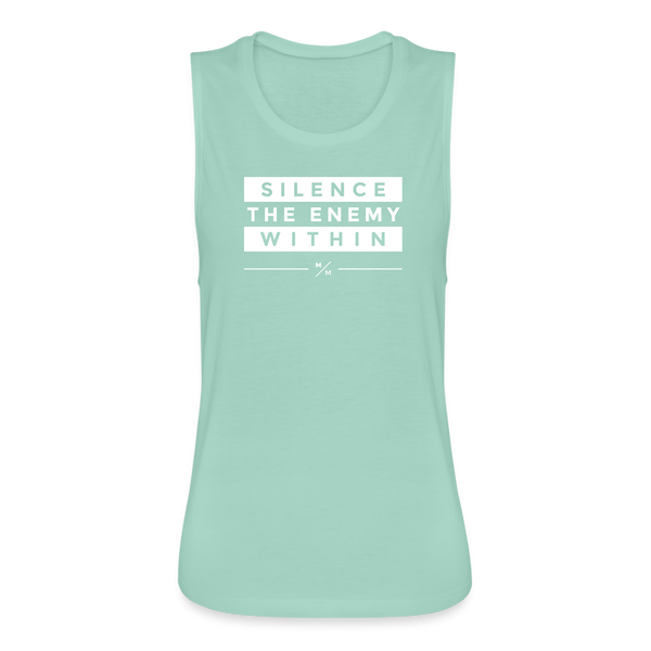 Silence the Enemy- Women's Flowy Muscle Tank - dusty mint blue