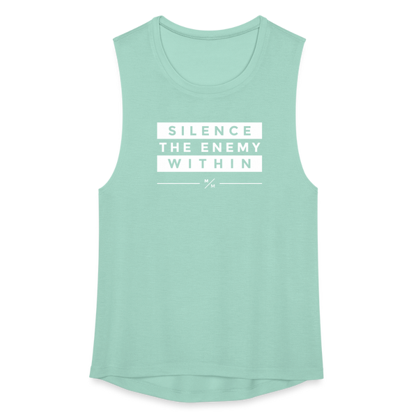 Silence the Enemy- Women's Flowy Muscle Tank - dusty mint blue