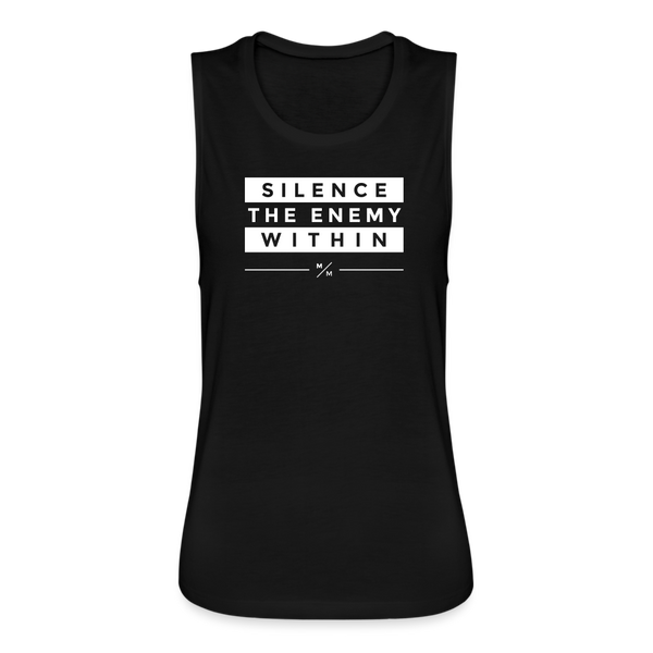 Silence the Enemy- Women's Flowy Muscle Tank - black