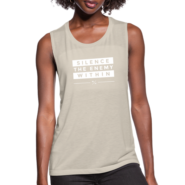 Silence the Enemy- Women's Flowy Muscle Tank - dust