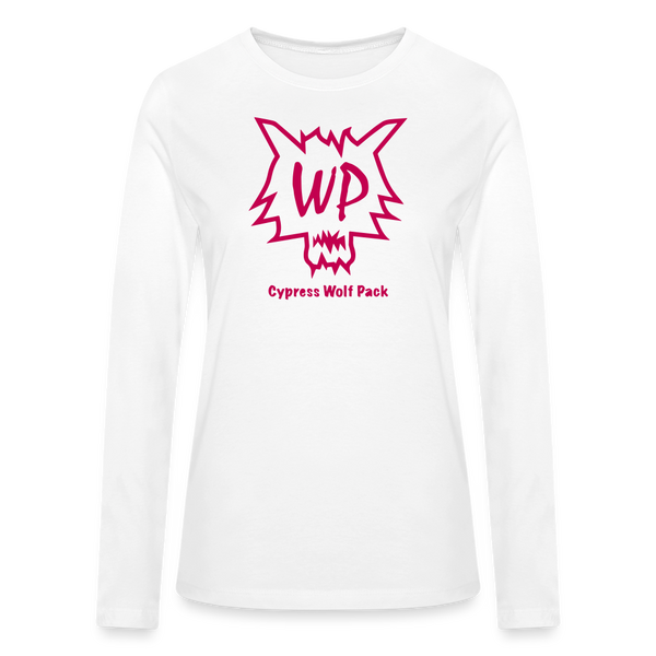 Wolf Pack Pink- Bella + Canvas Women's Long Sleeve T-Shirt - white