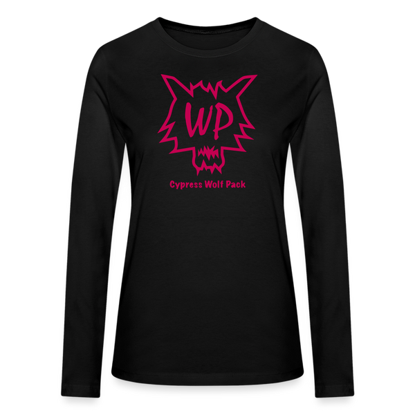 Wolf Pack Pink- Bella + Canvas Women's Long Sleeve T-Shirt - black