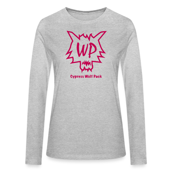 Wolf Pack Pink- Bella + Canvas Women's Long Sleeve T-Shirt - heather gray