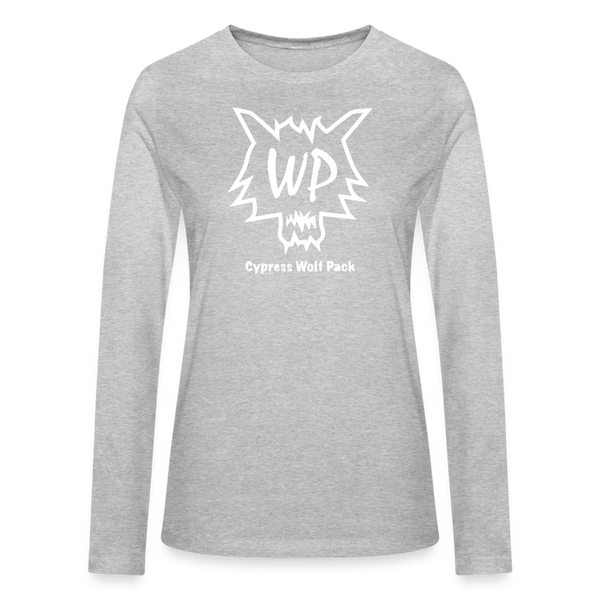 Cypress Wolf Pack White- Bella + Canvas Women's Long Sleeve T-Shirt - heather gray