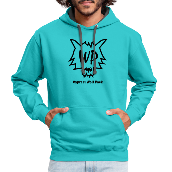 Cypress Wolf Pack- UNISEX Contrast Hoodie - scuba blue/asphalt