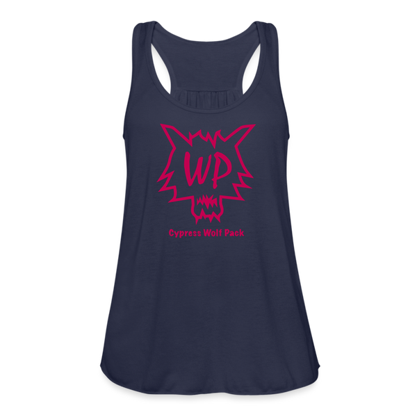 Cypress Wolf Pack Pink- Women's Flowy Tank Top by Bella - navy