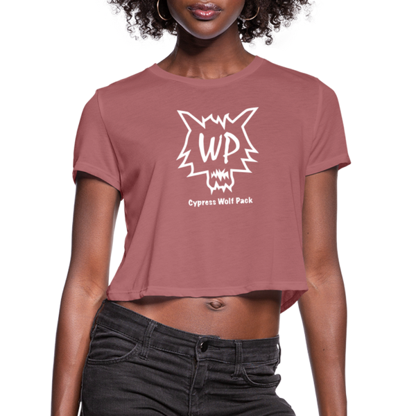 Cypress Wolf Pack- Women's Cropped T-Shirt - mauve