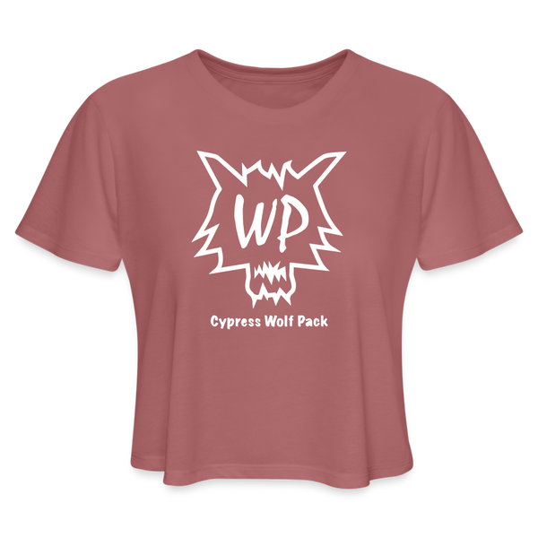Cypress Wolf Pack- Women's Cropped T-Shirt - mauve