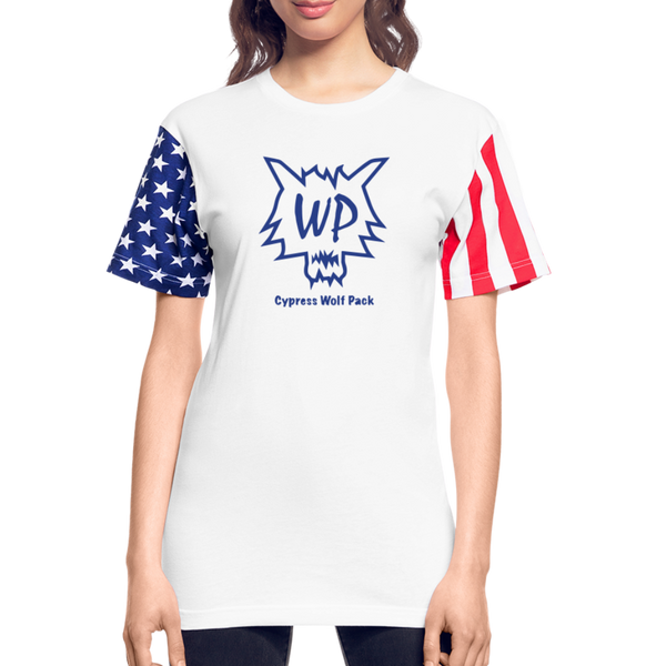 Cypress Wolf Pack- UNISEX Stars & Stripes T-Shirt - white