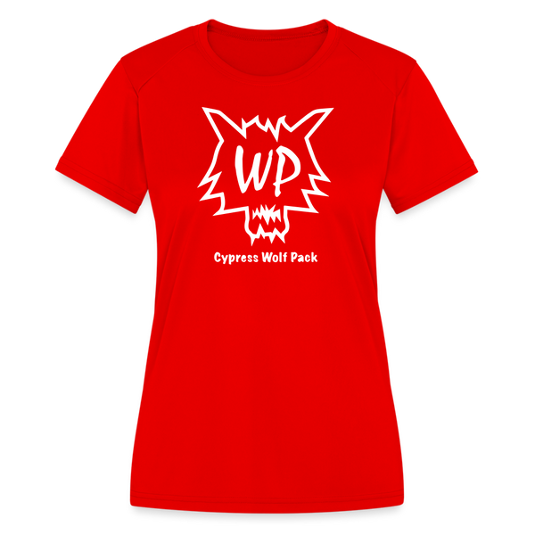 Cypress Wolf Pack- Women's Moisture Wicking Performance T-Shirt - red