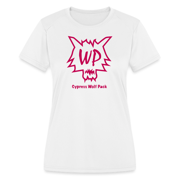 Cypress Wolf Pack Pink- Women's Moisture Wicking Performance T-Shirt - white