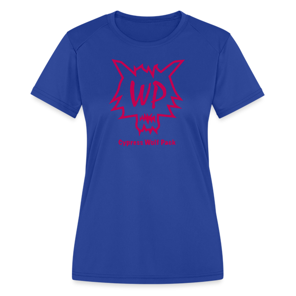 Cypress Wolf Pack Pink- Women's Moisture Wicking Performance T-Shirt - royal blue
