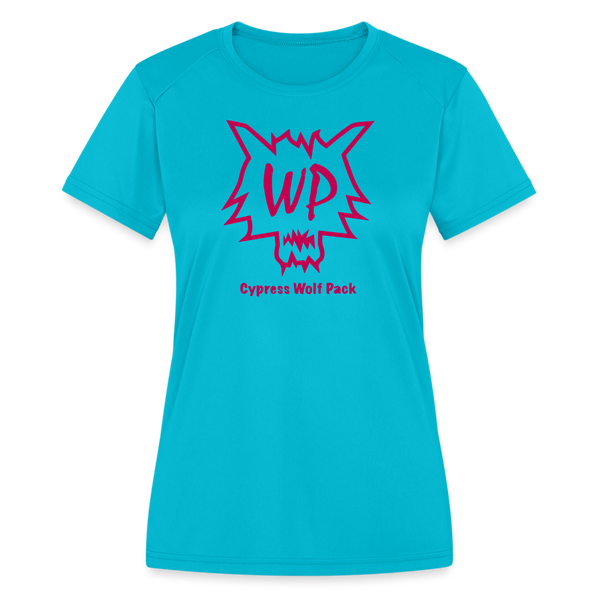 Cypress Wolf Pack Pink- Women's Moisture Wicking Performance T-Shirt - turquoise