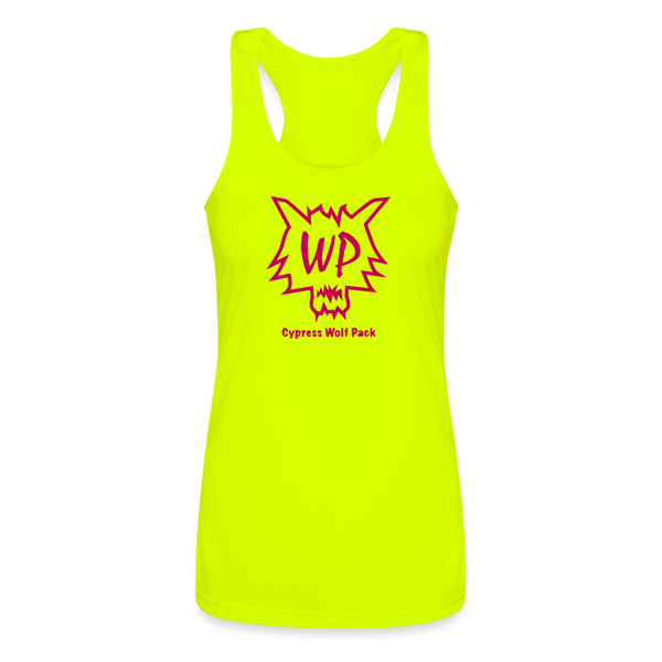 Cypress Wolf Pack Pink- Women’s Performance Racerback Tank Top - neon yellow