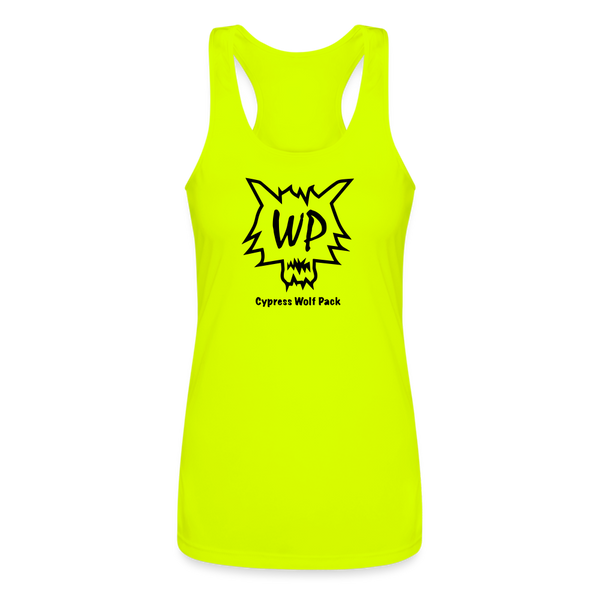 Cypress Wolf Pack- Women’s Performance Racerback Tank Top - neon yellow