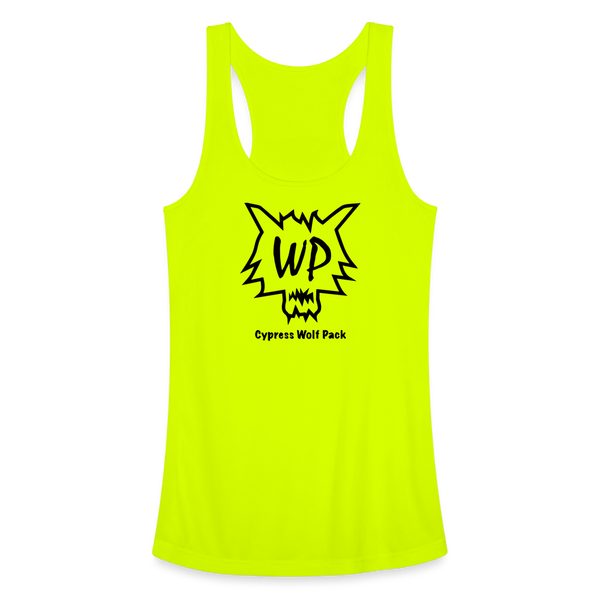 Cypress Wolf Pack- Women’s Performance Racerback Tank Top - neon yellow