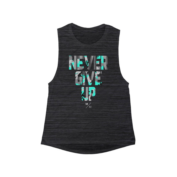 Never Give up- Women's Flowy Scoop Muscle Tank