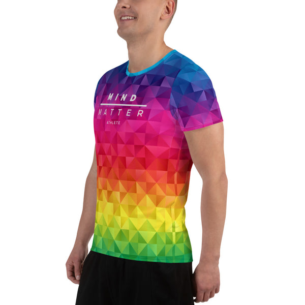Rainbow Pixel- Running Men's Athletic T-shirt