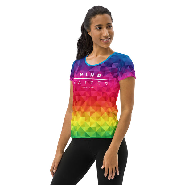 Rainbow Pixel- Running Women's Athletic T-shirt