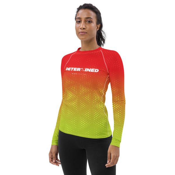 Red & Yellow Determined- Women's Rash Guard