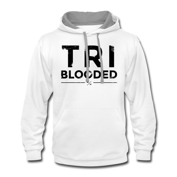 Tri Blooded- Unisex Contrast Hoodie - white/gray