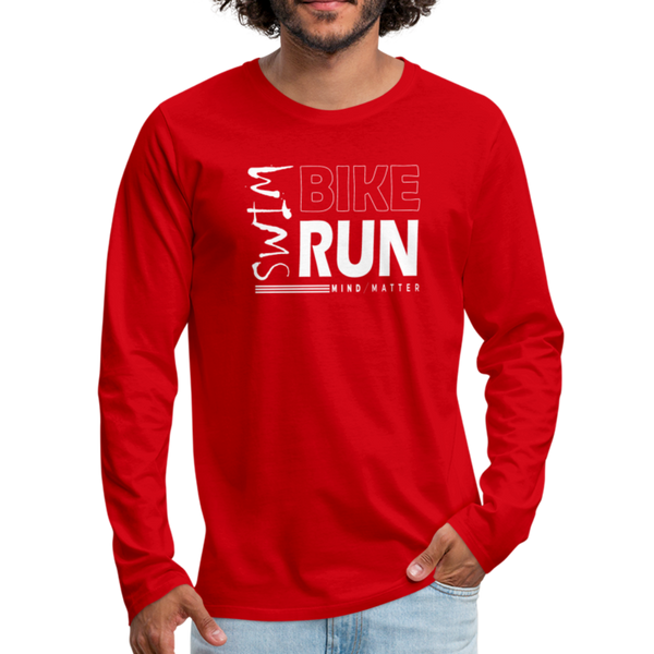 Swim-Bike-Run- Men's Premium Long Sleeve T-Shirt - red