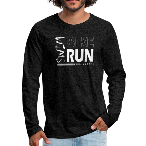 Swim-Bike-Run- Men's Premium Long Sleeve T-Shirt - charcoal gray