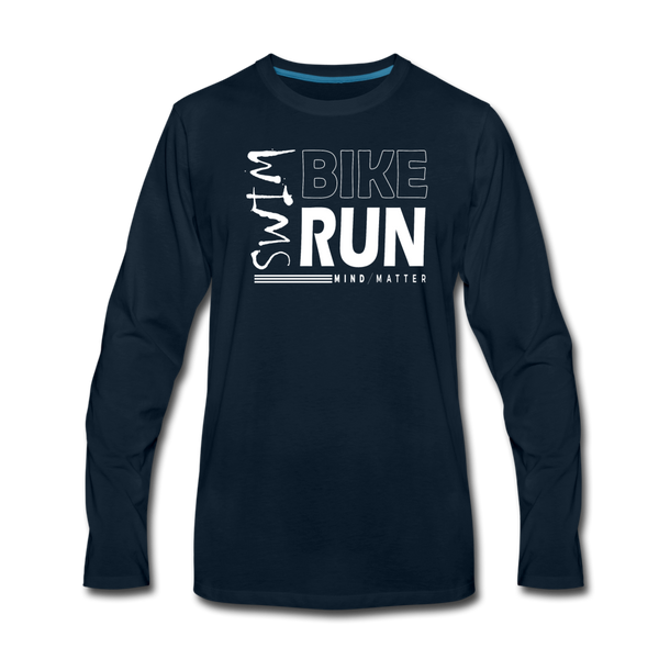 Swim-Bike-Run- Men's Premium Long Sleeve T-Shirt - deep navy