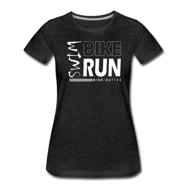 Swim-Bike-Run- Women’s Premium T-Shirt - charcoal gray