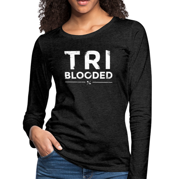 TRI Blooded- Women's Premium Long Sleeve T-Shirt - charcoal gray