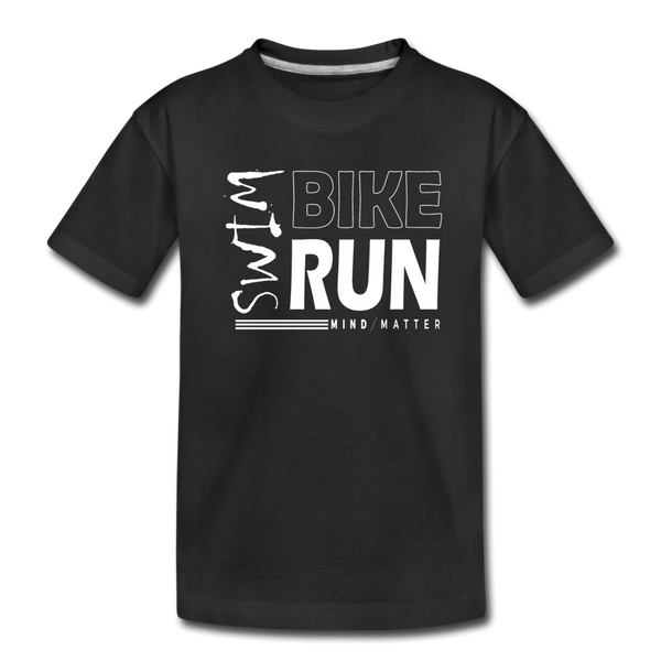 Swim-Bike-Run- Kids' Premium T-Shirt - black