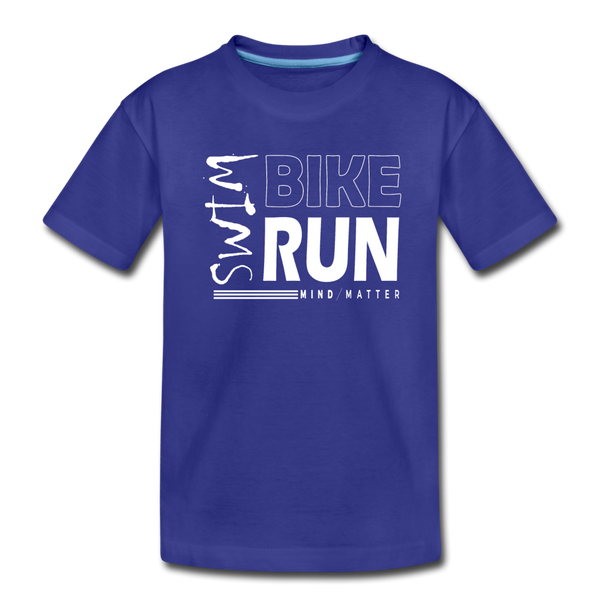 Swim-Bike-Run- Kids' Premium T-Shirt - royal blue